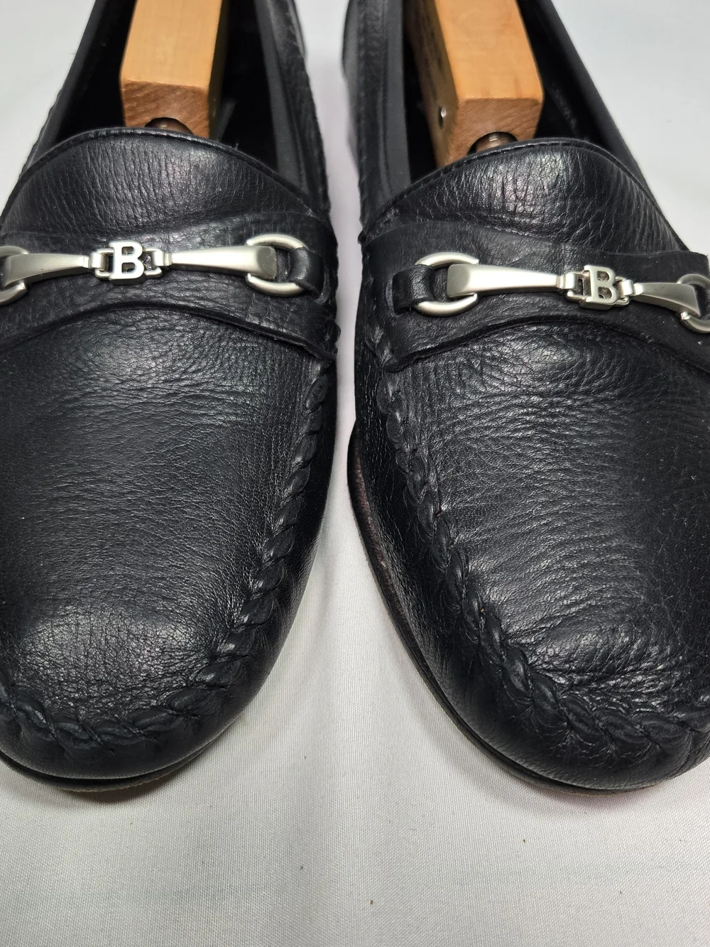 Vintage Bally of Switzerland Black Deerskin Horsebit Loafers Italy Mens 8